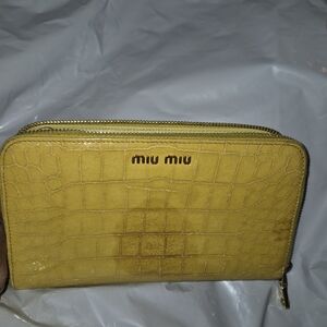 Miu Miu Yellow Croc-Embossed Wallet